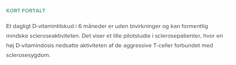 D-vitamintilskud for sclerose