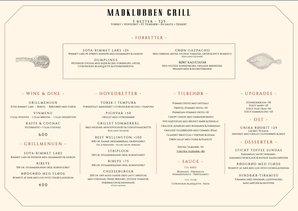Menukort - Madklubben Gril
