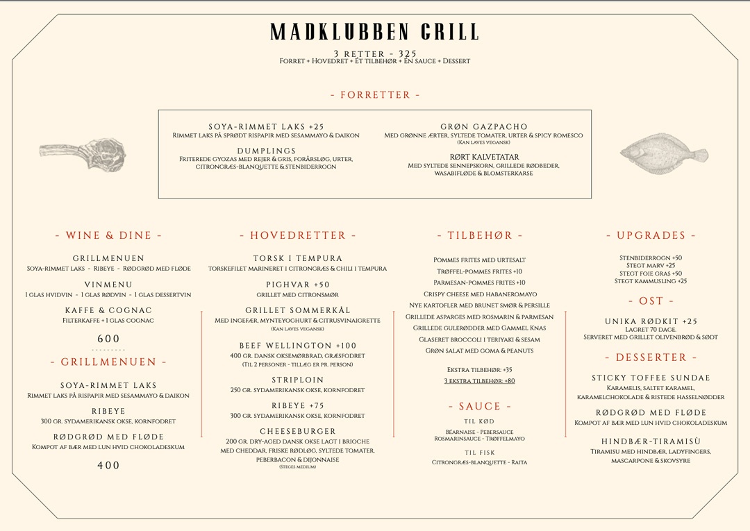 Menukort - Madklubben Gril